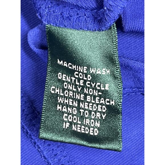 Lauren Ralph Lauren Ruched Sheath Dress 16W Royal Blue Cowl Neck Classic - Picture 13 of 14